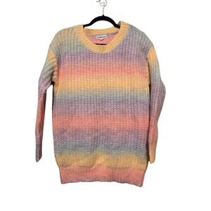 Macaron Womens Rainbow Sweater SM Pastel Multicolor Easter Spring Girly Feminine